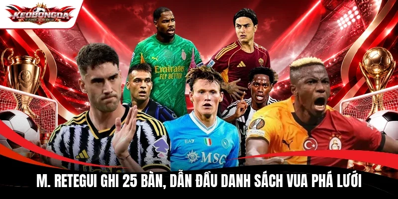 Retegui ghi 25 bàn, dẫn đầu danh sách vua phá lưới